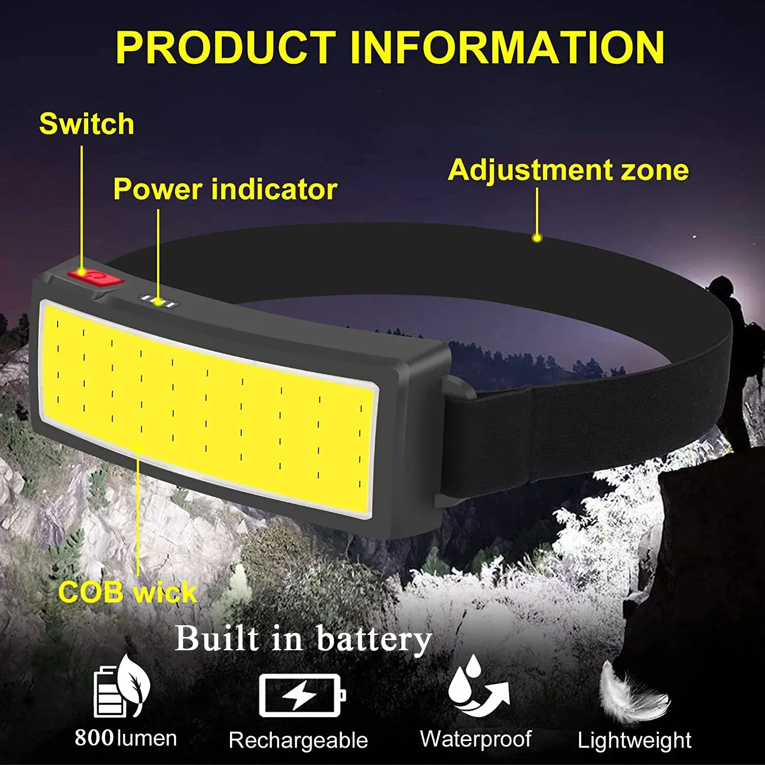 Powerful COB LED Headlamp Type - Fish Finder Battery ulasan dan harga